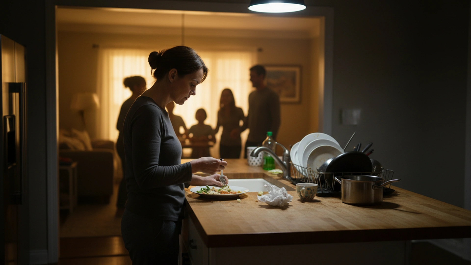 Woman cooking in kitchen during holidays